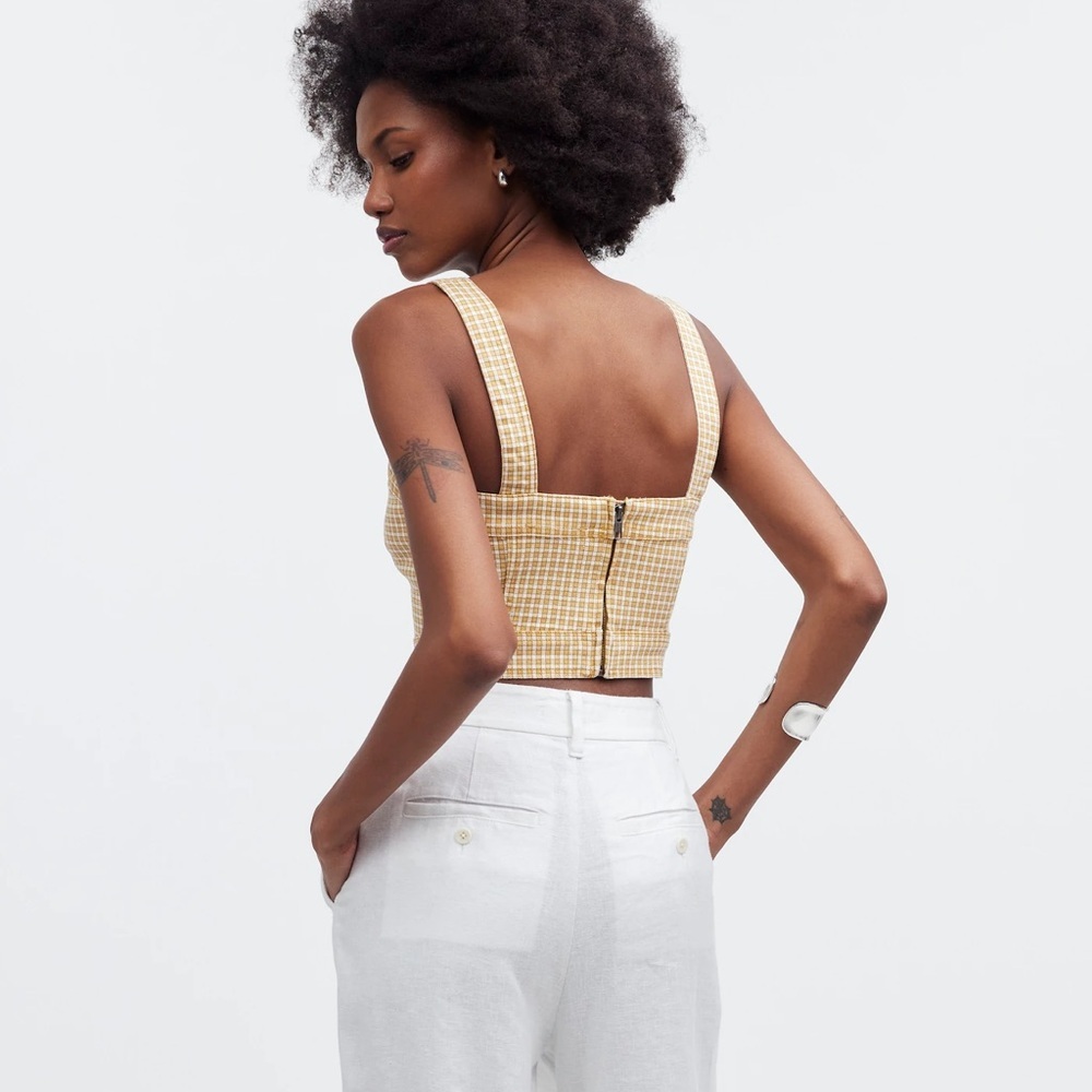 Madewell | Denim Supercrop Tank Top in Mini Check - Picture 5 of 11